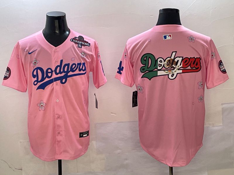 Men Los Angeles Dodgers Blank Pink Sakura Edition 2025 Nike MLB Jersey style 8->los angeles dodgers->MLB Jersey